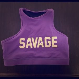 Purple savage high neck sports bra